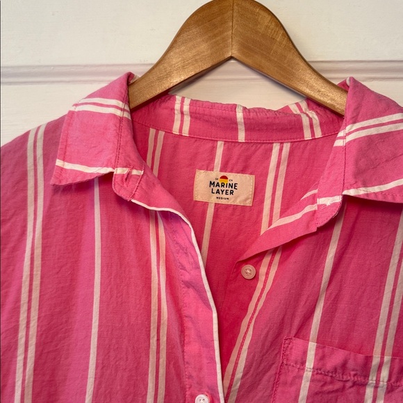 Marine Layer Pink and White Striped Shirt - Picture 2 of 4